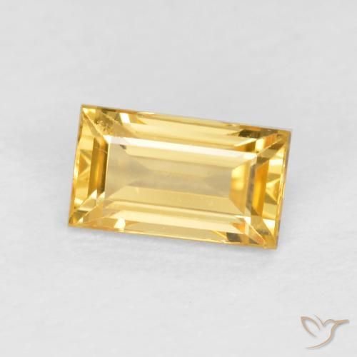 Zafiro Dorado medio natural de 0.39 ct, Corte Baguette, VVS-VS