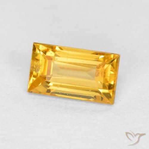 Zafiro Dorado medio natural de 0.42 ct, Corte Baguette, VS