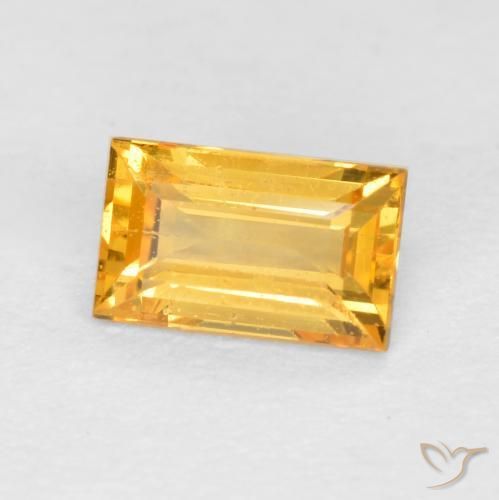 Zafiro Naranja dorado natural de 0.41 ct, Corte Baguette, VS-SI