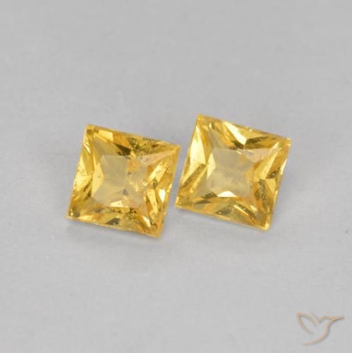 Gemas de Zafiro Dorado natural de 0.48 ct, Cuadrado, VS
