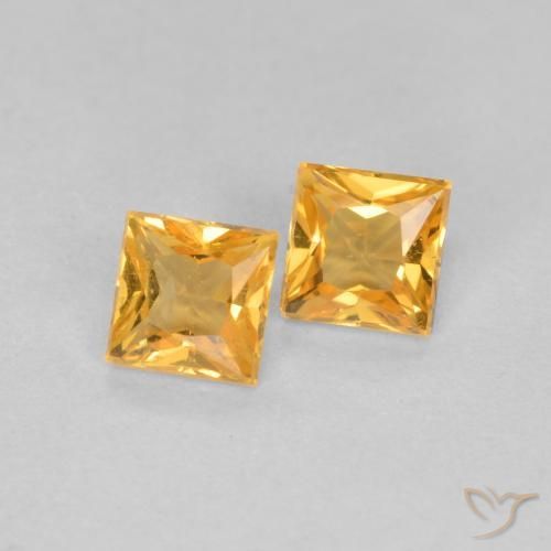 Gemas de Zafiro Dorado naranja natural de 0.51 ct, Cuadrado, VS