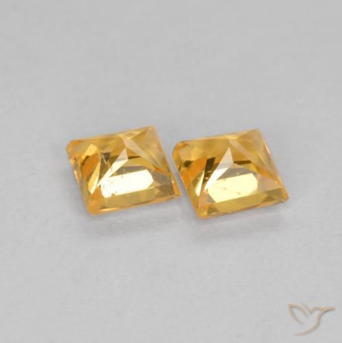 Gemas de Zafiro Dorado naranja natural de 0.51 ct, Cuadrado, VS