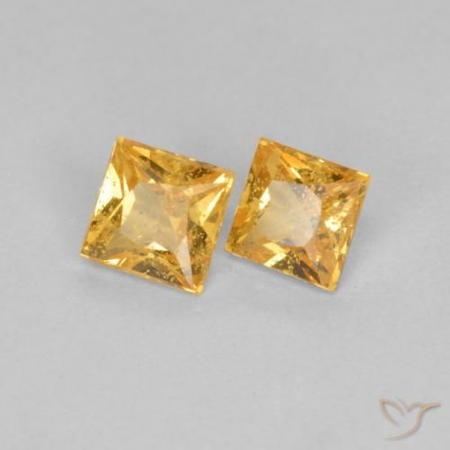 Gemas de Zafiro Dorado naranja natural de 0.52 ct, Cuadrado, VS