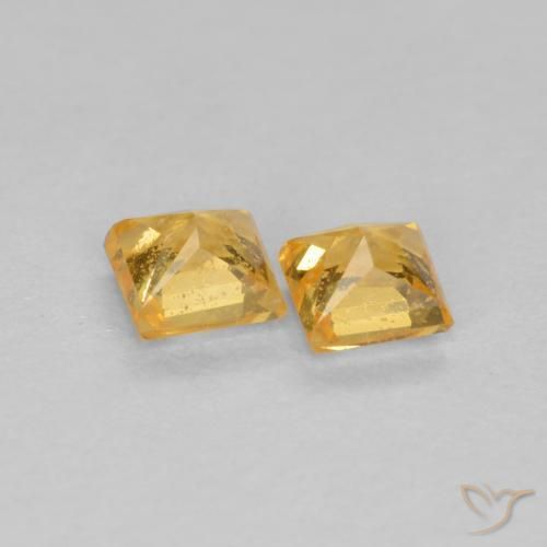 Gemas de Zafiro Dorado naranja natural de 0.52 ct, Cuadrado, VS