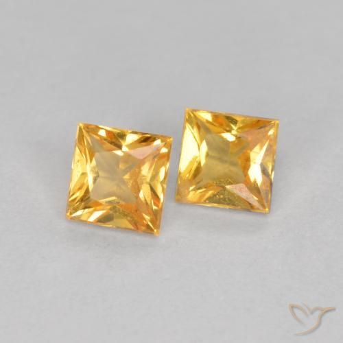 Gemas de Zafiro Dorado naranja natural de 0.52 ct, Cuadrado, VS