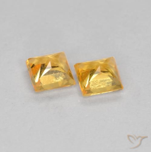 Gemas de Zafiro Dorado naranja natural de 0.52 ct, Cuadrado, VS
