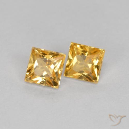 Gemas de Zafiro Dorado naranja natural de 0.53 ct, Cuadrado, VS