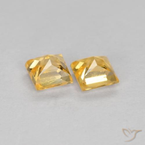 Gemas de Zafiro Dorado naranja natural de 0.53 ct, Cuadrado, VS