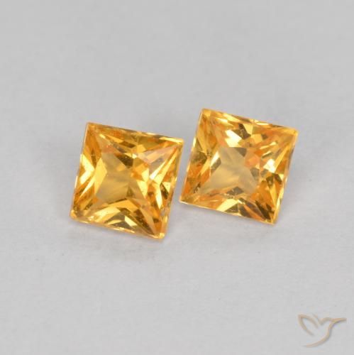 Gemas de Zafiro Naranja medio natural de 0.57 ct, Cuadrado, VS