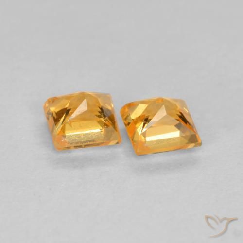 Gemas de Zafiro Naranja medio natural de 0.57 ct, Cuadrado, VS
