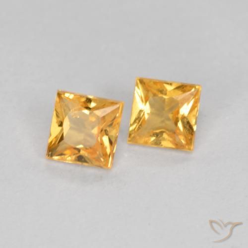 Gemas de Zafiro Naranja medio natural de 0.47 ct, Cuadrado, VS