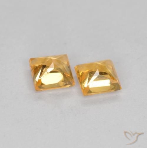 Gemas de Zafiro Naranja medio natural de 0.47 ct, Cuadrado, VS