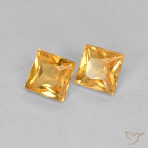 Gemas de Zafiro Naranja medio natural de 0.52 ct, Cuadrado, VS