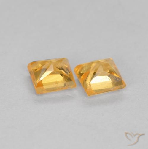 Gemas de Zafiro Naranja medio natural de 0.52 ct, Cuadrado, VS