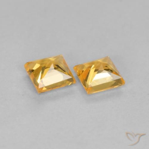 Gemas de Zafiro Dorado naranja natural de 0.47 ct, Cuadrado, VS