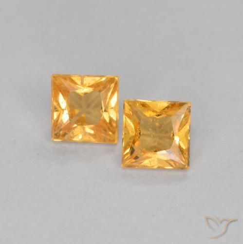 0.49ctw Natural Dorado naranja Zafiro, Cuadrado, VS
