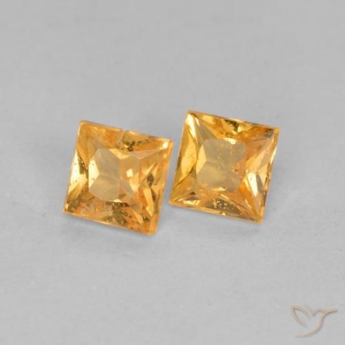 Gemas de Zafiro Dorado naranja natural de 0.49 ct, Cuadrado, VS