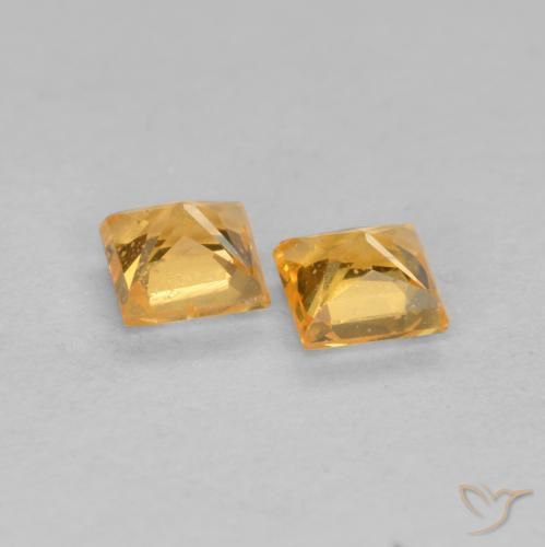 Gemas de Zafiro Dorado naranja natural de 0.49 ct, Cuadrado, VS