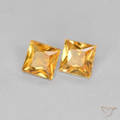 Gemas de Zafiro Dorado naranja natural de 0.45 ct, Cuadrado, VS
