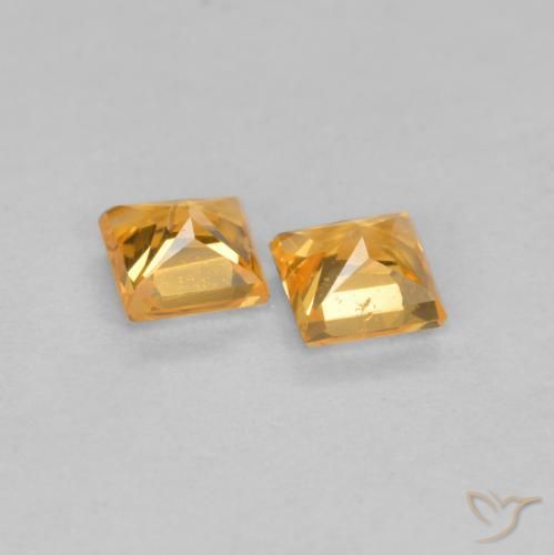 Gemas de Zafiro Dorado naranja natural de 0.45 ct, Cuadrado, VS