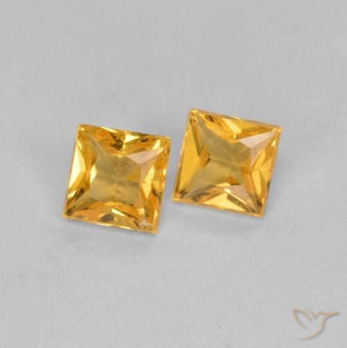 Gemas de Zafiro Naranja medio natural de 0.47 ct, Cuadrado, VS