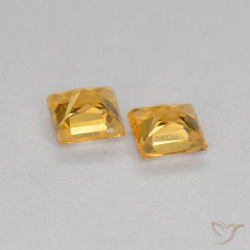 Gemas de Zafiro Naranja medio natural de 0.47 ct, Cuadrado, VS
