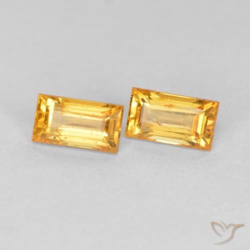 0.60ctw Natural Naranja dorado Zafiro, Corte Baguette, VS-SI