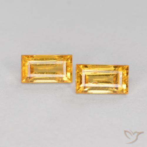 Gemas de Zafiro Naranja dorado natural de 0.60 ct, Corte Baguette, VS-SI