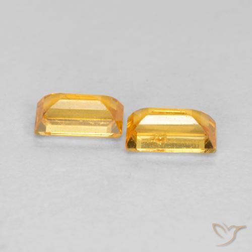 Gemas de Zafiro Naranja dorado natural de 0.60 ct, Corte Baguette, VS-SI
