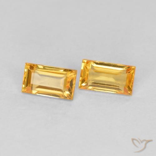 0.50ctw Natural Naranja dorado intenso Zafiro, Corte Baguette, VS