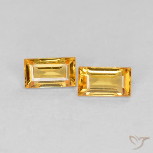 Gemas de Zafiro Naranja dorado intenso natural de 0.50 ct, Corte Baguette, VS