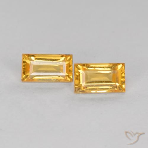 0.58ctw Natural Naranja dorado Zafiro, Corte Baguette, VS
