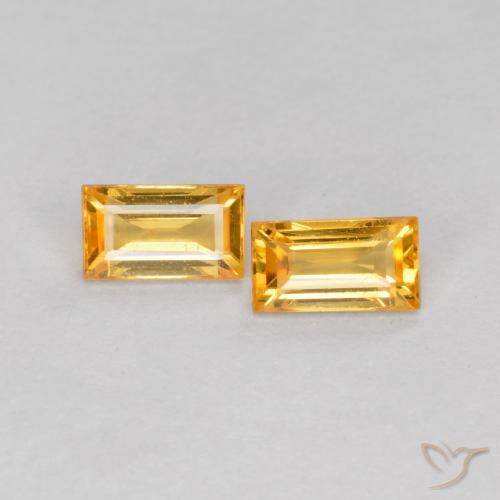 0.48ctw Natural Naranja dorado intenso Zafiro, Corte Baguette, VS