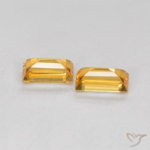 Gemas de Zafiro Naranja dorado intenso natural de 0.52 ct, Corte Baguette, VS