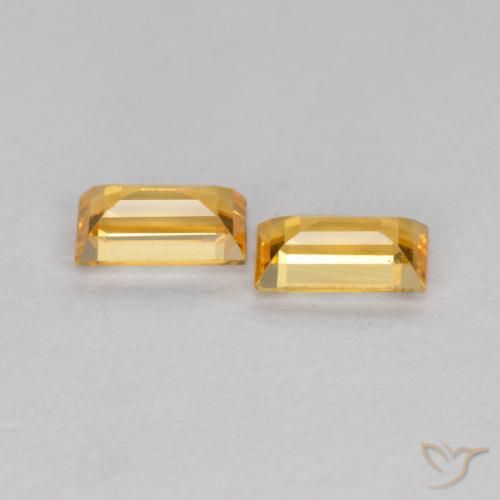 Gemas de Zafiro Dorado naranja natural de 0.48 ct, Corte Baguette, VS