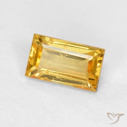 Zafiro Dorado natural de 0.39 ct, Corte Baguette, VS