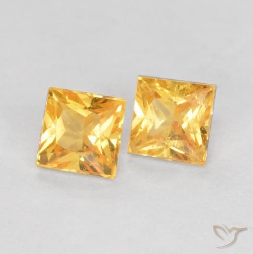 Gemas de Zafiro Dorado medio natural de 0.50 ct, Cuadrado, VS