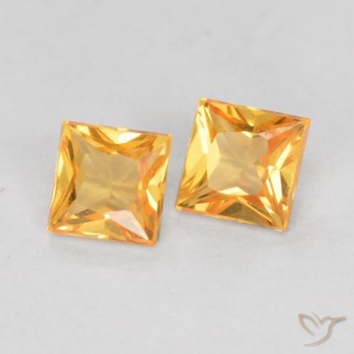 Gemas de Zafiro Dorado medio natural de 0.49 ct, Cuadrado, VS