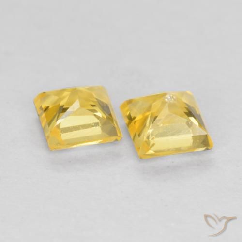 Gemas de Zafiro Amarillo medio natural de 0.53 ct, Cuadrado, VS