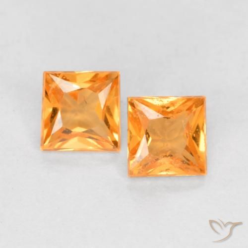 0.50ctw Natural Naranja medio Zafiro, Cuadrado, VS