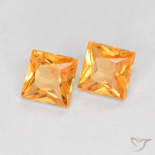 Gemas de Zafiro Naranja medio natural de 0.50 ct, Cuadrado, VS