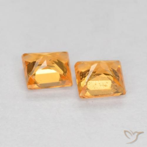 Gemas de Zafiro Naranja medio natural de 0.50 ct, Cuadrado, VS