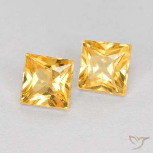 Gemas de Zafiro Dorado medio natural de 0.58 ct, Cuadrado, VS