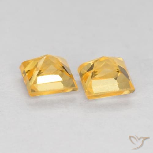 Gemas de Zafiro Dorado medio natural de 0.58 ct, Cuadrado, VS