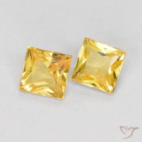 Gemas de Zafiro Amarillo toscana natural de 0.47 ct, Cuadrado, VS