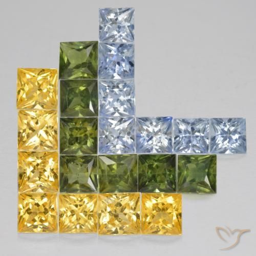 Gemas de Zafiro Multicolor natural de 4.18 ct, Cuadrado, VS