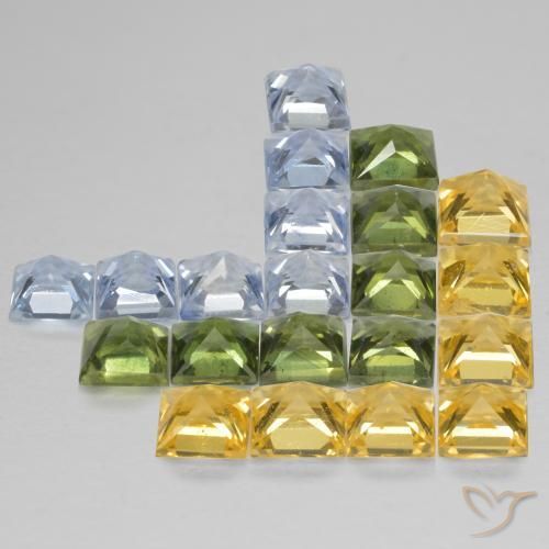 Gemas de Zafiro Multicolor natural de 4.18 ct, Cuadrado, VS