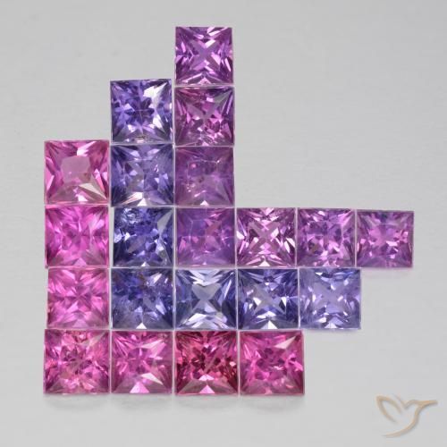 Gemas de Zafiro Multicolor natural de 2.78 ct, Cuadrado, VS