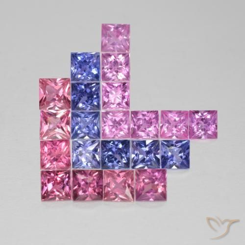 Gemas de Zafiro Multicolor natural de 1.92 ct, Cuadrado, VS