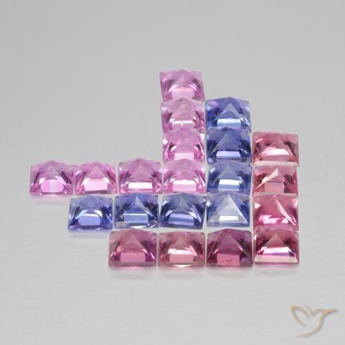 Gemas de Zafiro Multicolor natural de 1.92 ct, Cuadrado, VS